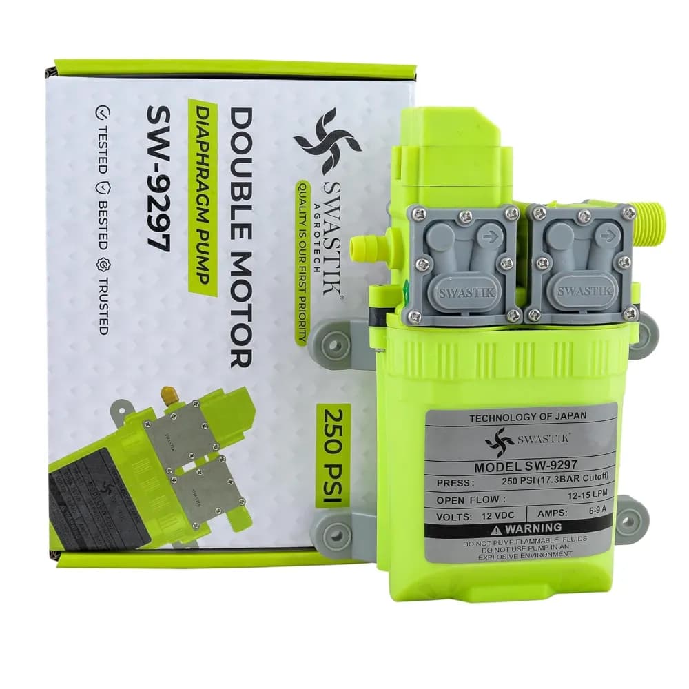 Radhe Agri SW-9297 12V DC Diaphragm Pump Double Motor, 250 PSI, 10LPM Auto-Cut, Japan Based Technology - Image 1