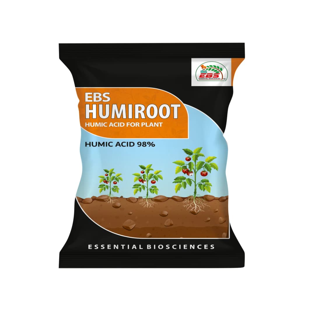 EBS Humiroot Humic Acid 98%, Plants Fertilizer & Bio Enhancer with Silicon Wetting Agent, 100% Organic for Home Garden And Agriculture Use