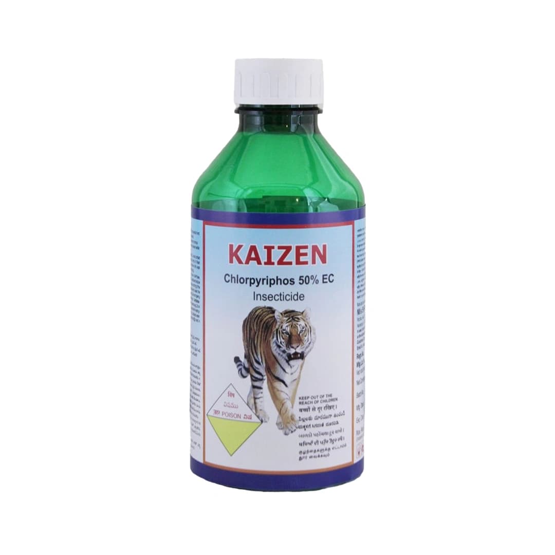 Shree Industries Kaizen Chlorpyriphos 50% EC Insecticide, Contact, Stomach and Fumigation Against Broad Spectrum of Pests and Beetles - Image 1