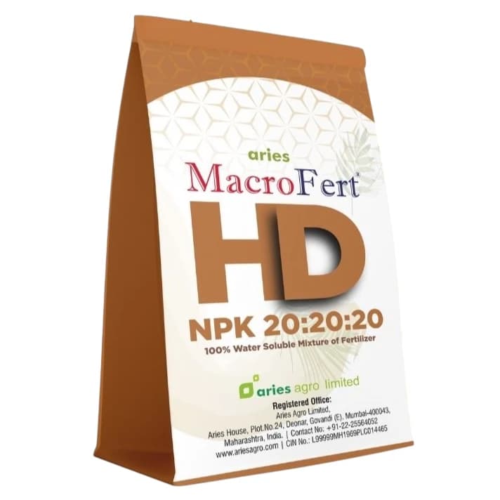 Aries Macrofert HD NPK 20:20:20 Highly Efficient at Lower Dosages, Multi-Purpose Fertilizer Can be Used In All Crops, Vegetables, Kitchen Gardens, etc - Image 1