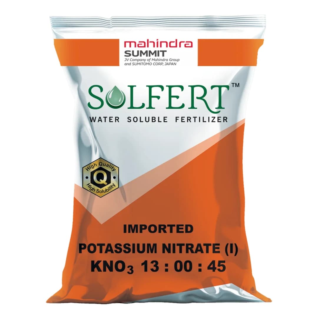Mahindra Solfert Npk 13:00:45 Potassium Nitrate, Water-Soluble Fertilizer For Fruits And Crops