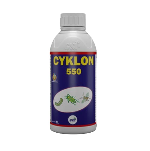 GSP Cyklon 550 Chlorpyriphos 50% + Cypermethrin 5% EC Insecticide, Use For Cotton, Paddy, Vegetables, Soyabean, Chickpeas, Pigeon Pea.