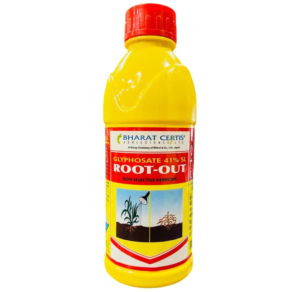 Bharat Certis Root Out Glyphosate 41% SL Herbicide, Effective Control Weed, Non Selective, Systemic and Post Emergence