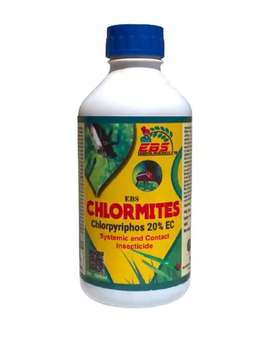 EBS Chlromites Chlorpyriphos 20% EC Insecticide, Use For Controlling Termite, Aphids, Bollworms, Whitefly & Cut Worm, Hispa, Leaf Roller - Image 1