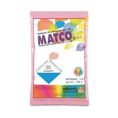 Indofil Matco Metalaxyl 8% + Mancozeb 64% WP Fungicide, Effective Control of Downy Mildew, Late Blight, And Other Fungal Diseases In All Crops