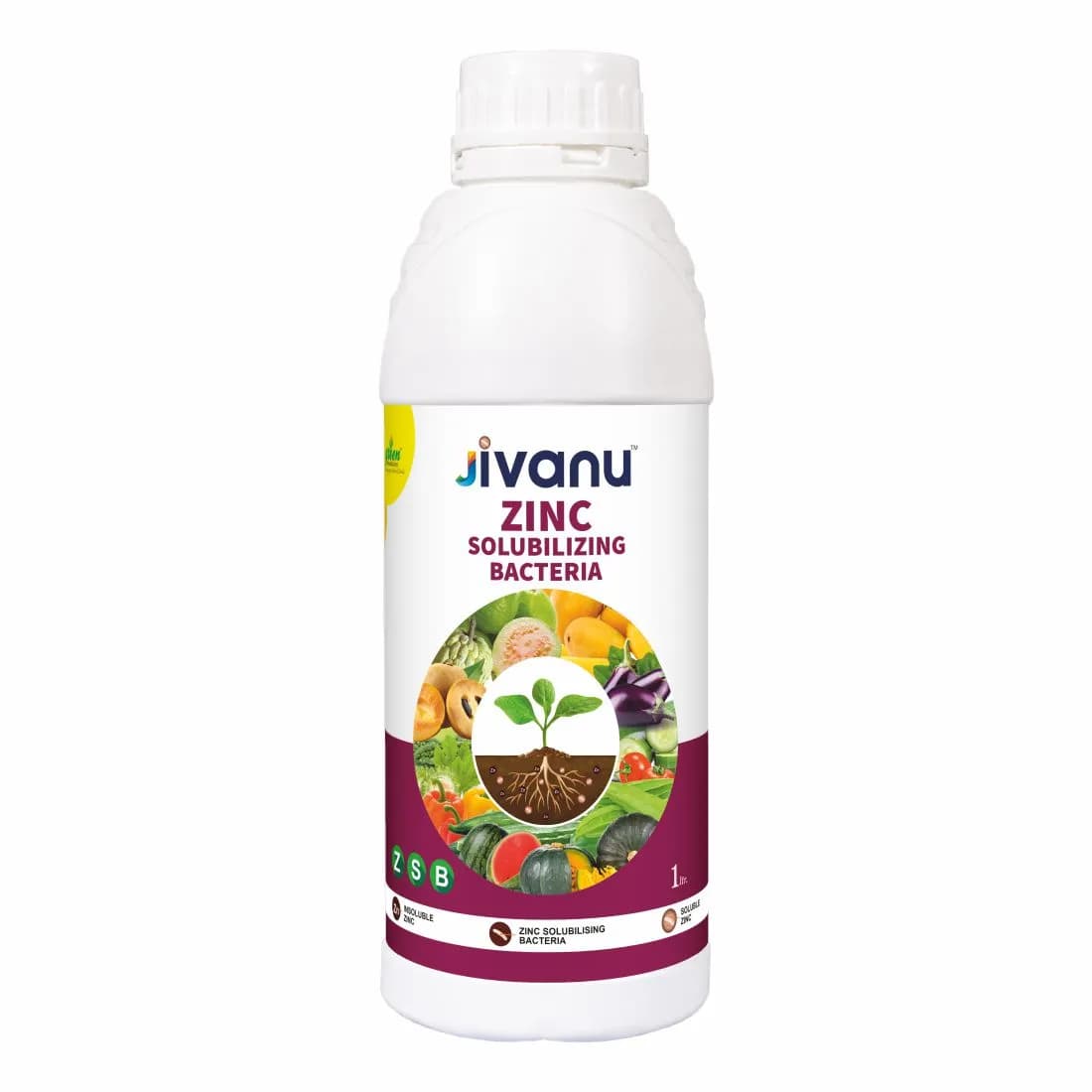 Green Revolution Jivanu ZSB Zinc Solubilizing Bacteria Liquid Bio Fertilizer, Boosts Soil Fertility And Sustainability - Image 1