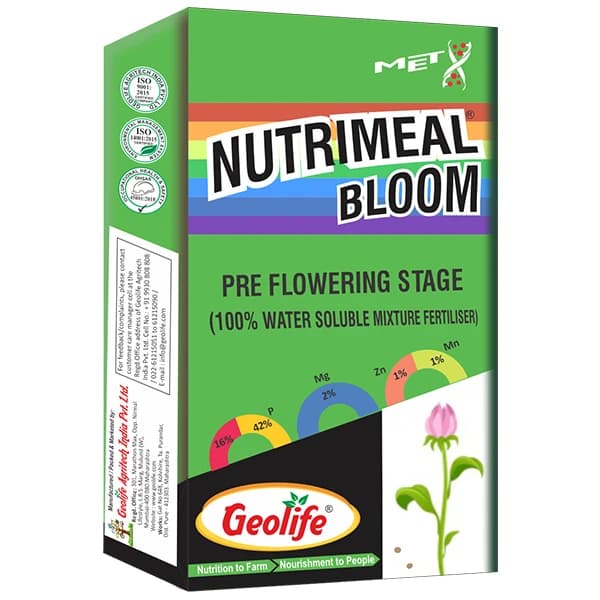 NutriMeal Bloom Pre Flowering Stage 13-42-00 + TE Nano Technology WSF + TE, Presence Of Mg, Mn, Zn Essential For Respiration, Carbohydrate Metabolism - Image 1