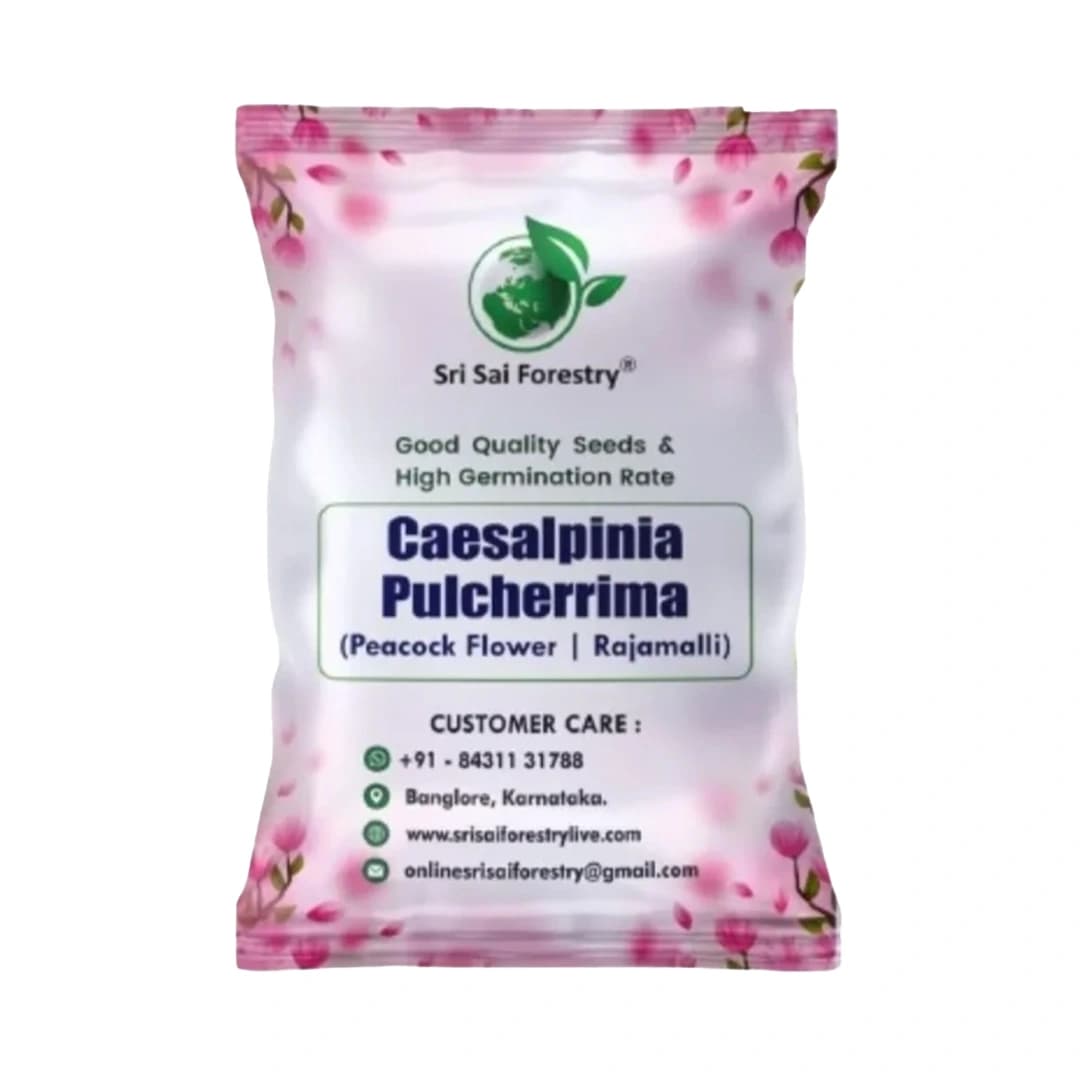 SRI SAI FORESTRY Caesalpinia pulcherrima, Peacock Flower, Rajamalli, Red Bird of Paradise Flowering Plant Seeds For Home Garden,Fencing & Terrace - Image 1