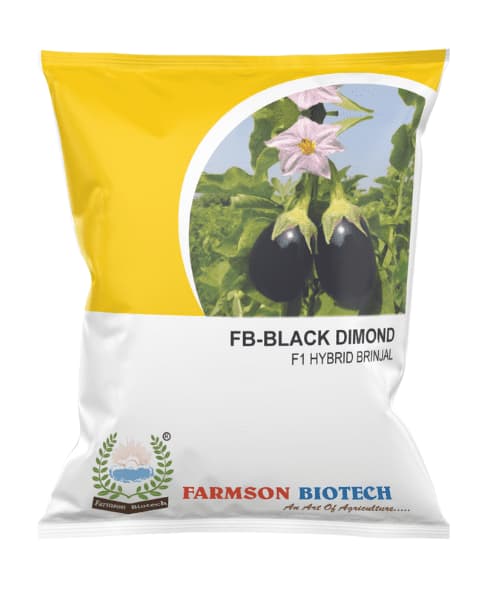 Farmson FB Black Diamond F1 Hybrid Brinjal Seeds, (Eggplant) High Yield, Non-Spiny Variety