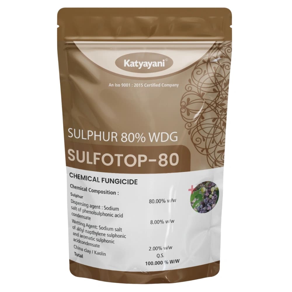 Katyayani SULFOTOP 80 Sulphur 80% WDG Fungicide, Effective Control Fungal Diseases In Fruits And Vegetables - Image 1