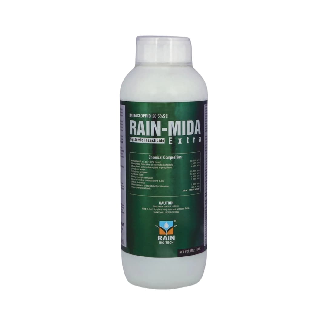 Rain Mida Extra - Imidacloprid 30.5% SC Insecticide, Best Use Against Aphids, Whiteflies, Jassids, Thrips, Brown Plant Hopper, Green Leaf, Psylla