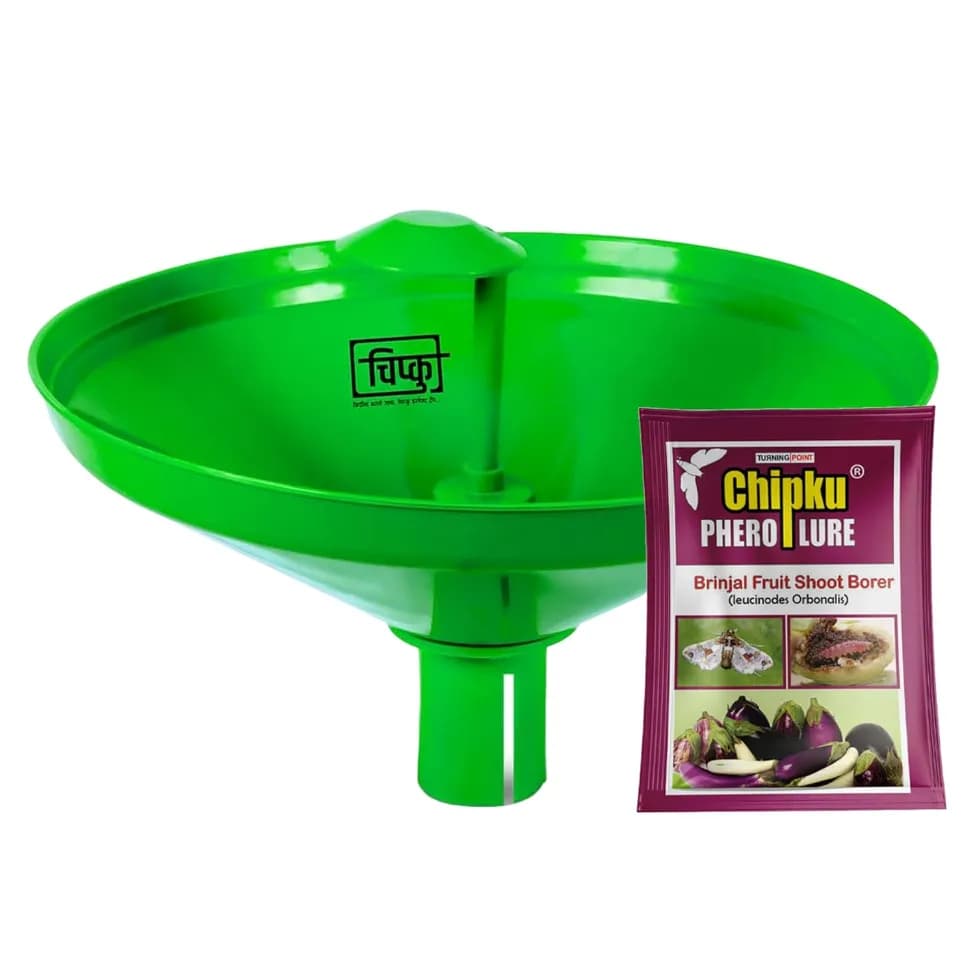 Chipku Pheromone Water Trap With Leucinodes Orbonalis Lure To Catch Brinjal Fruit Shoot Borer Insect, Moth. Useful in Brinjal & Egg Plant - Image 1