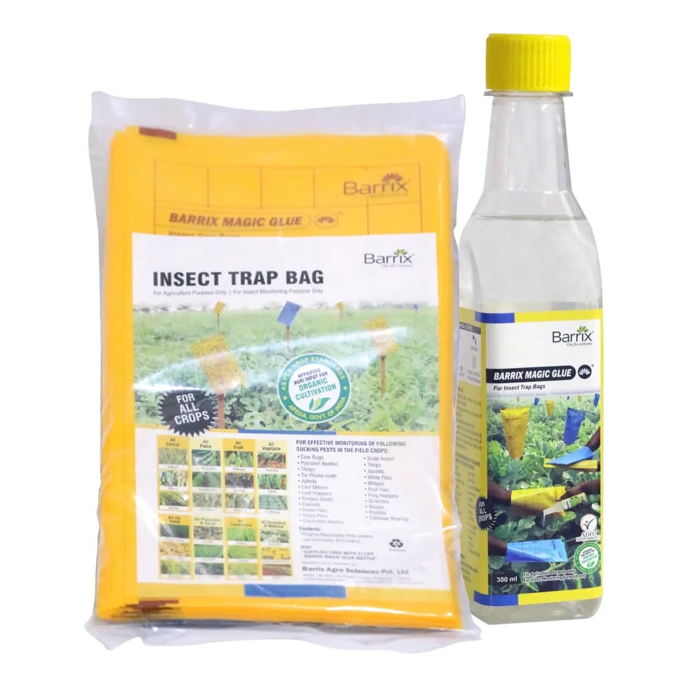 Barrix Magic Glue Insect Trap Bag, Insect Monitoring Purpose, Smart And Sustainable Pest Control (With 30 Yellow Sheet & 10 Blue Sheet + 300ml Glue) - Image 1
