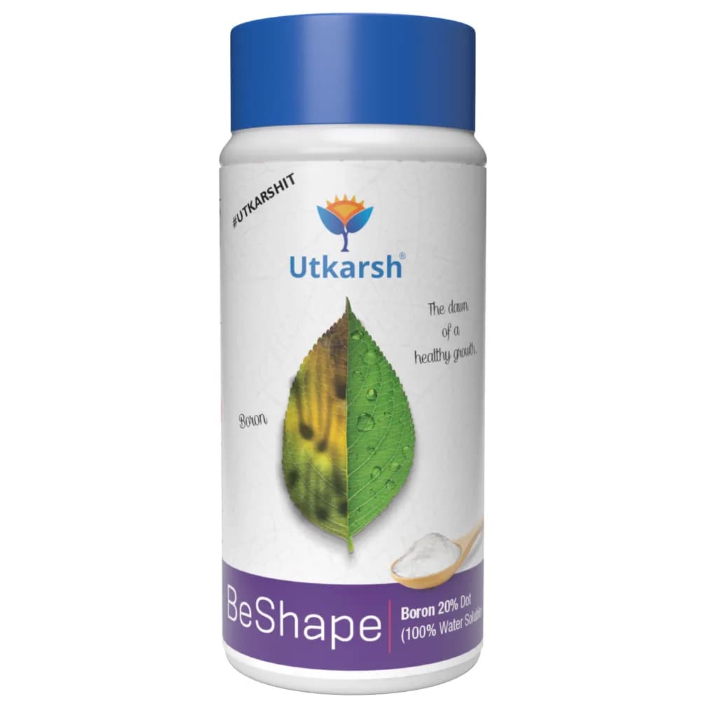 Utkarsh BeShape (Disodium Octaborate Tetrahydrate Boron 20%) (100% Water Soluble Foliar Spray), Helps With Pollination, and Fruit and Seed Development