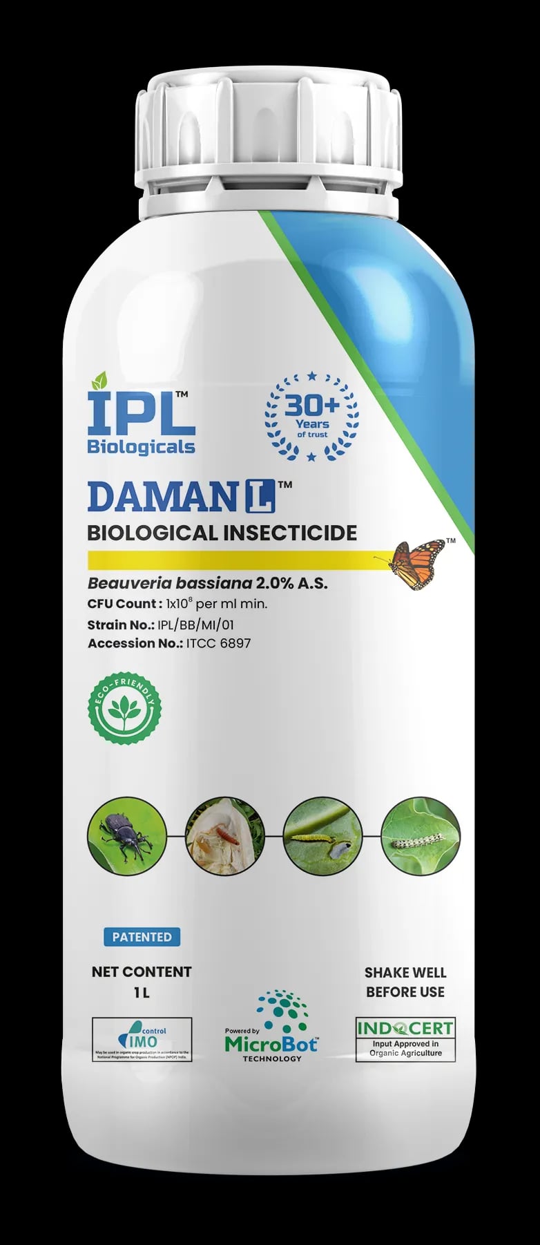IPL Daman (L) (Beauveria Bassiana 2.0 A.S.) Bio Pesticide, Enhances Crop Yield And Quality By Preventing Pest Infestations.