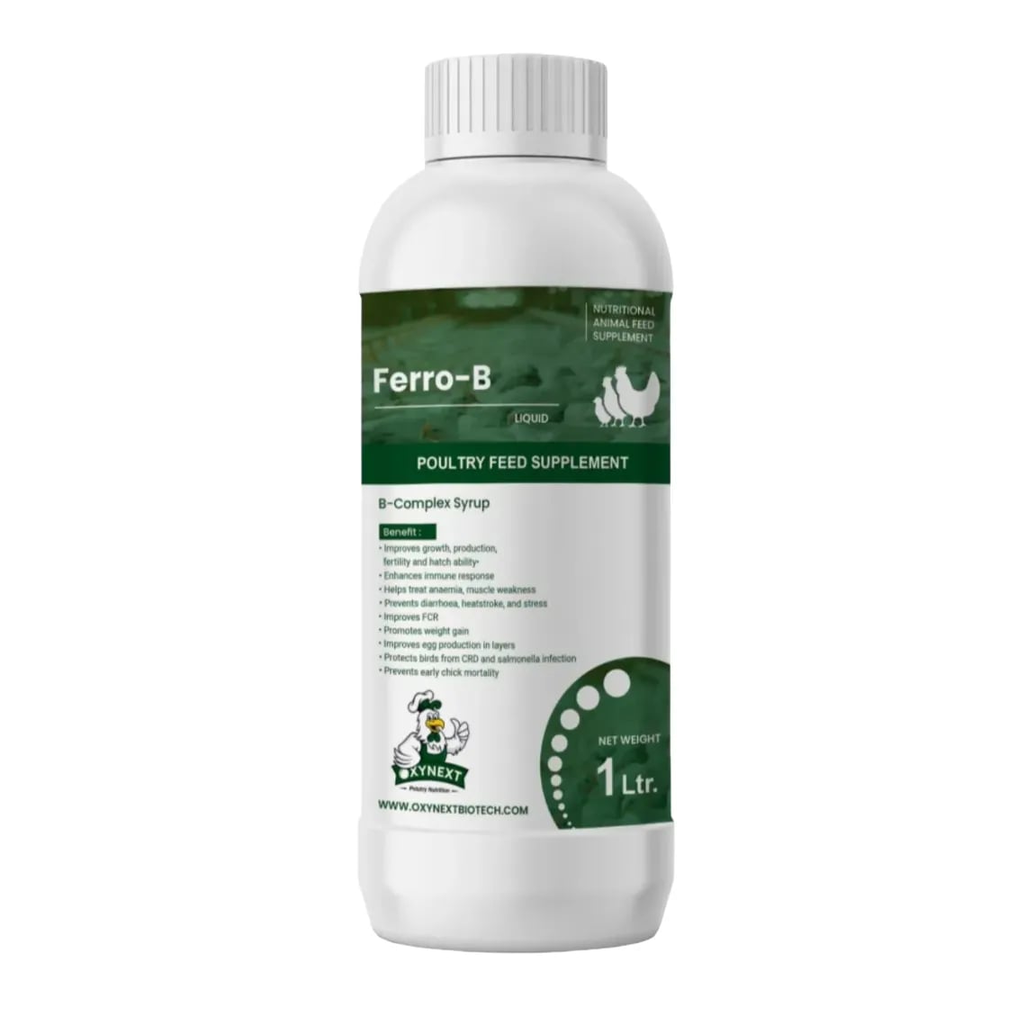 OXYNEXT Ferro-B Poultry Feed Supplement, B-Complex Syrup for Growth & FCR