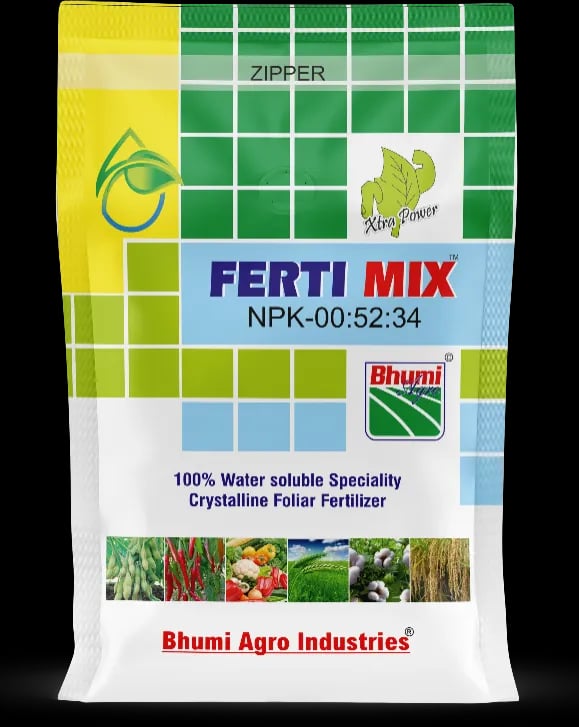 Bhumi Fertimix Npk 00:52:34 Water Soluble Fertilizer, Suitable For A Wide Range Of Agricultural And Horticultural Plants.
