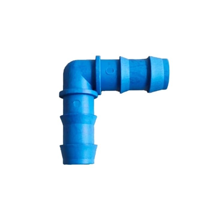 16 mm Drip Irrigation Elbow Connector - 90-Degree L-Shaped Barbed Fitting for Lateral Pipes  