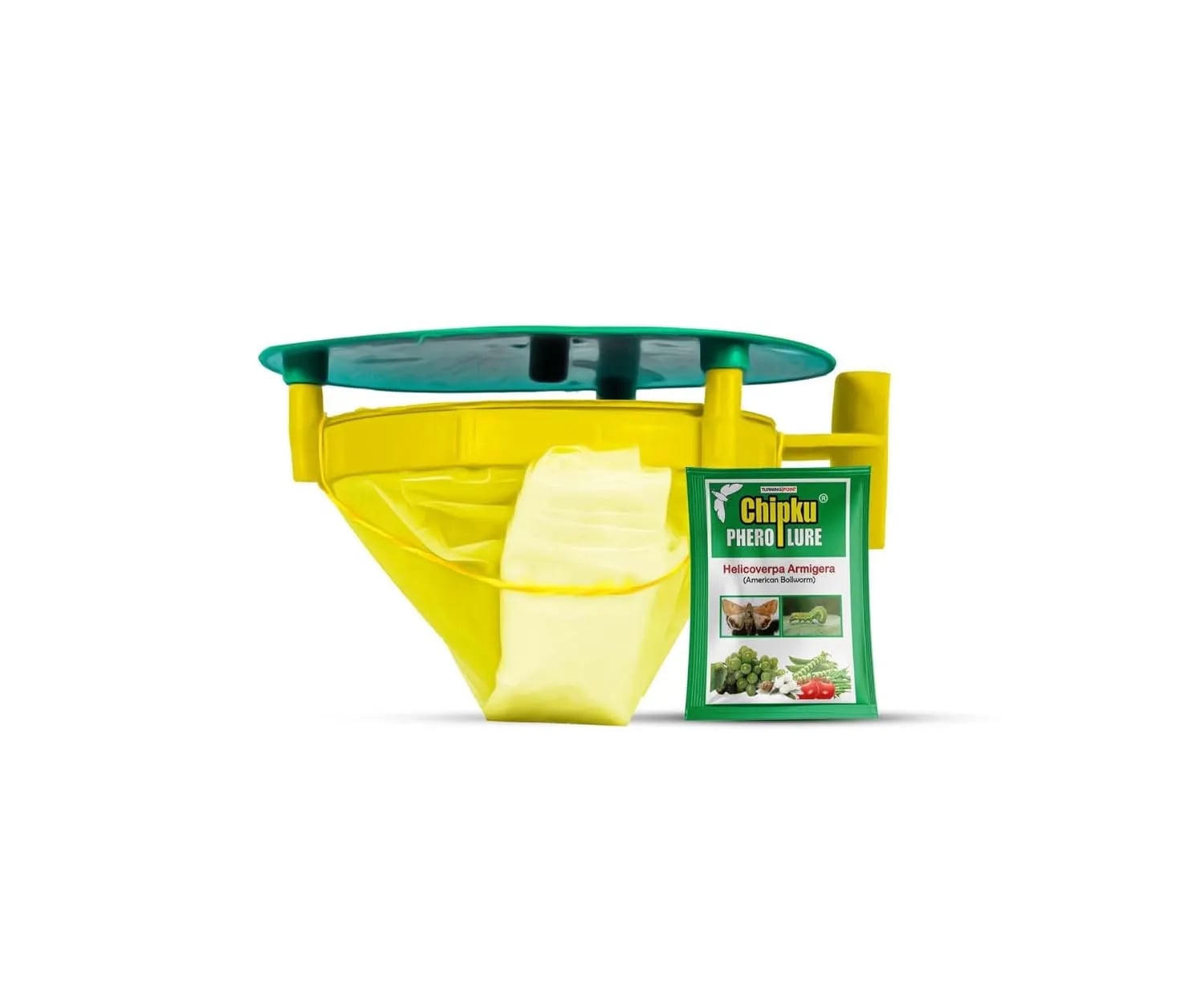Chipku Pheromone Trap Funnel With Helicoverpa Armigera Lure To Catch Insect Moth of Green Leaf Eating Caterpillar. Useful in Cotton, Tomato & Others