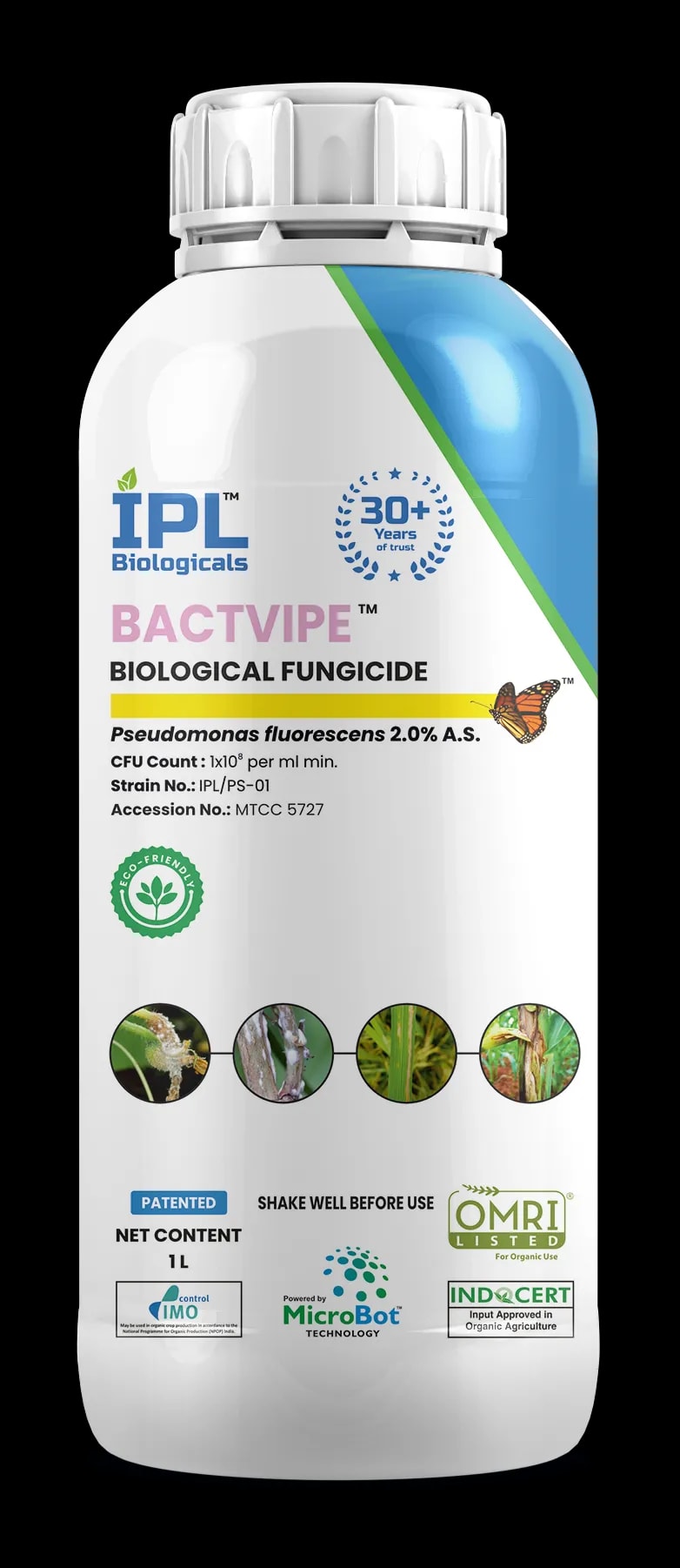 IPL Bactvipe Pseudomonas Fluorescens 2.0% A.S Biological Fungicide, Effectively Controls a Wide Range of Bacterial and Fungal Diseases
