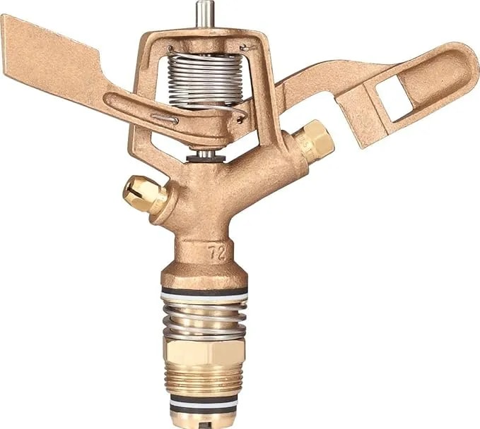 FarmEarth Brass Impact Automatic Rotating Sprinkler Head With Nozzle Heavy Duty Irrigation Sprayer Head 20mm