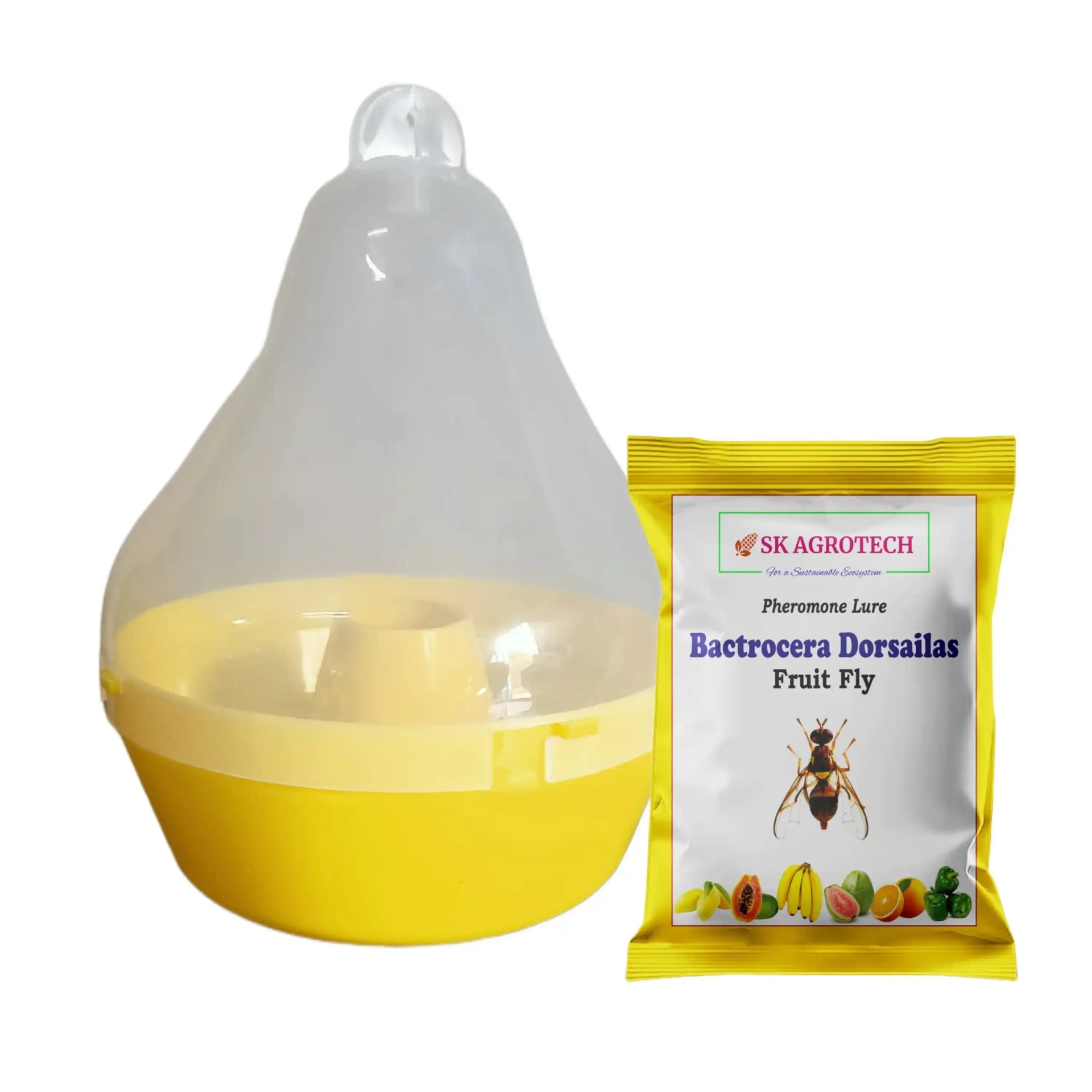 SK Agrotech Bactrocera Dorsalis Mac Phil Trap With Fruit Fly Lure - Effective Solution For Mango, Papaya, Pomegranate, Etc.