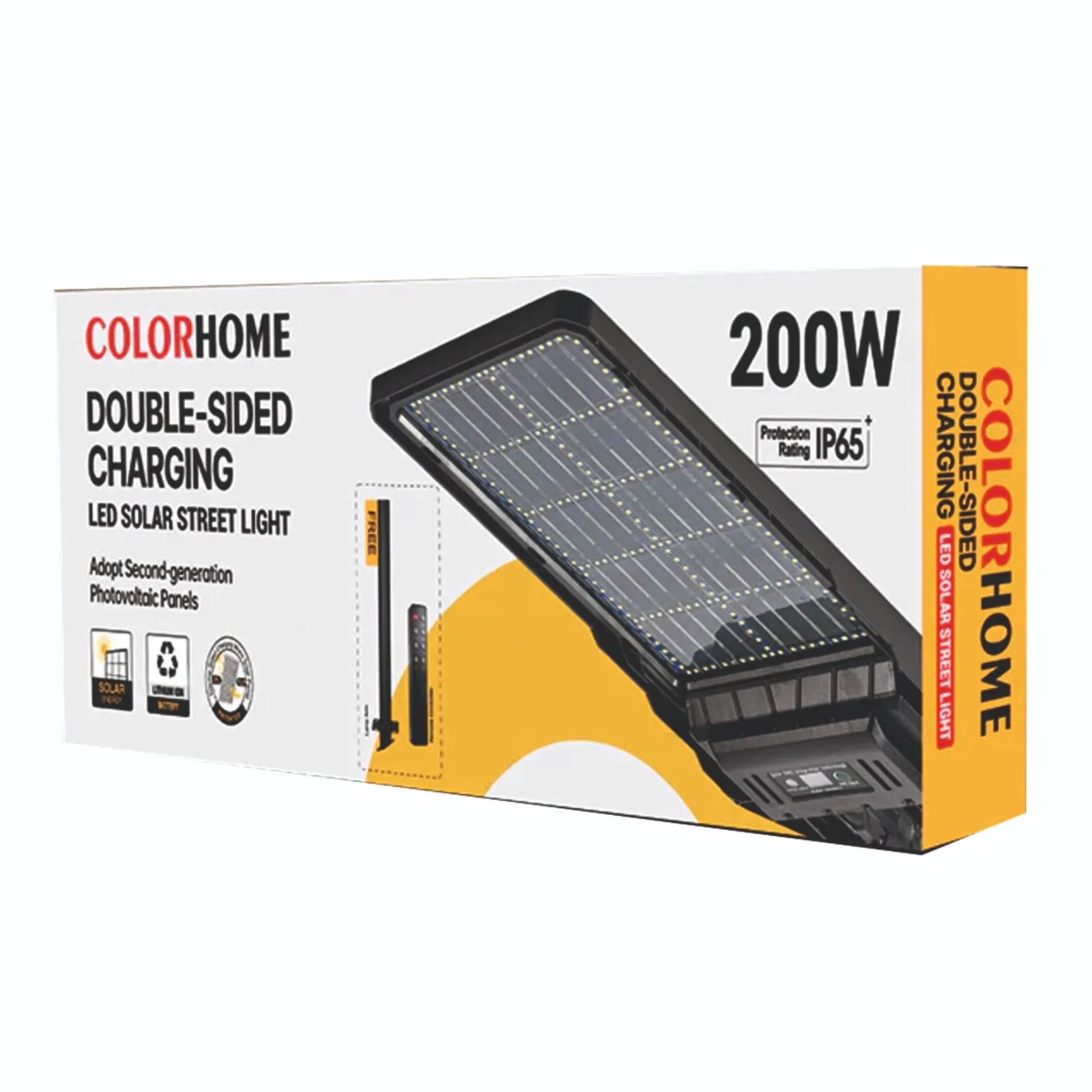 COLORHOME 200W Double Sided Charging LED Solar Street Light, IP65, 6-7 Hours Battery Backup
