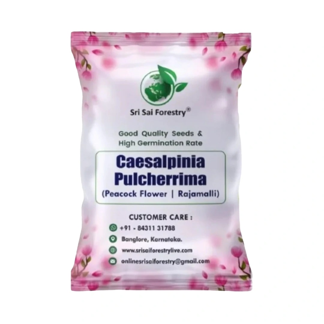 SRI SAI FORESTRY Caesalpinia pulcherrima, Peacock Flower, Rajamalli, Red Bird of Paradise Flowering Plant Seeds For Home Garden,Fencing & Terrace
