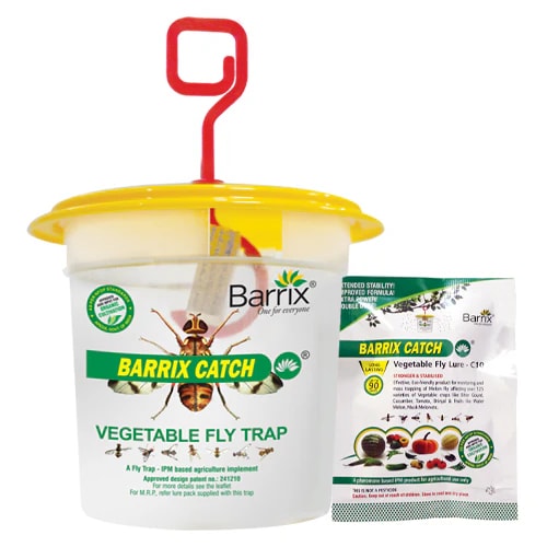 Barrix Catch Vegetable Fly Trap Set, Pheromones Trap and Lure, Easy to assemble And Use. Imported Para Pheromone Lure, Bactrocera Cucurbitae