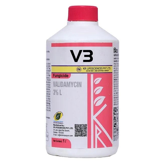 Krishi Rasayan V3 Validamycin 3% L Fungicide, Effective Sheath Blight Control In Rice