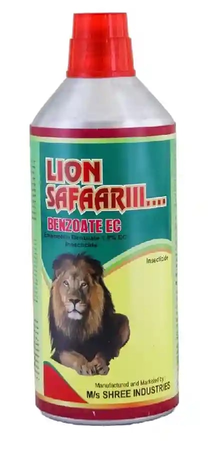 Shree Industries Lion Safari Emamectin Benzoate 1.9% EC Insecticide, Effective Caterpillars, Leaf Miners, Diamond Back Moth, Diptera, Homoptera