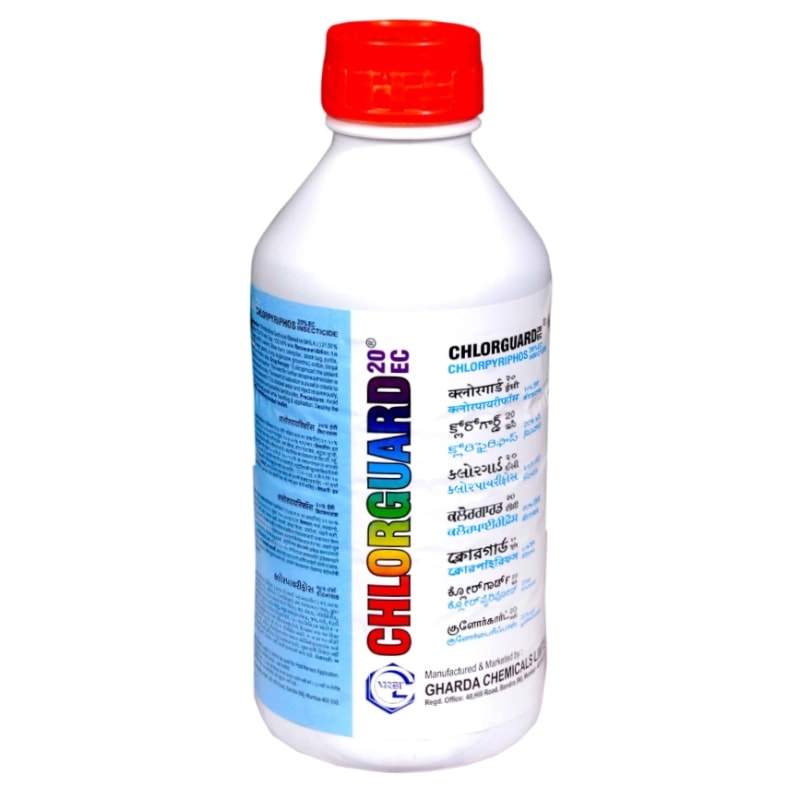 Gharda Chlorguard Chlorpyrifos 20% EC Insecticide, Non Systemic Action Mode, Effective Pest Control For All Crops