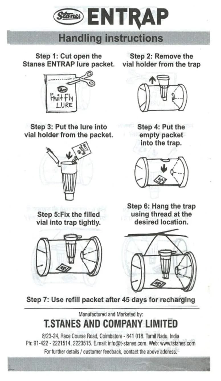 T.Stanes Entrap Fruit Fly Trap, Eco-Friendly & Effective Male Fruit Fly Control For Various Fruits - Image 6