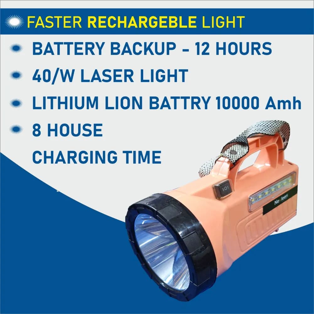 Radhe Agri Rechargeable LED Garden Torch, 8000 Lumens, Up to 1 Km Range, 10000mAh Battery, 10 Hour Backup - Image 2