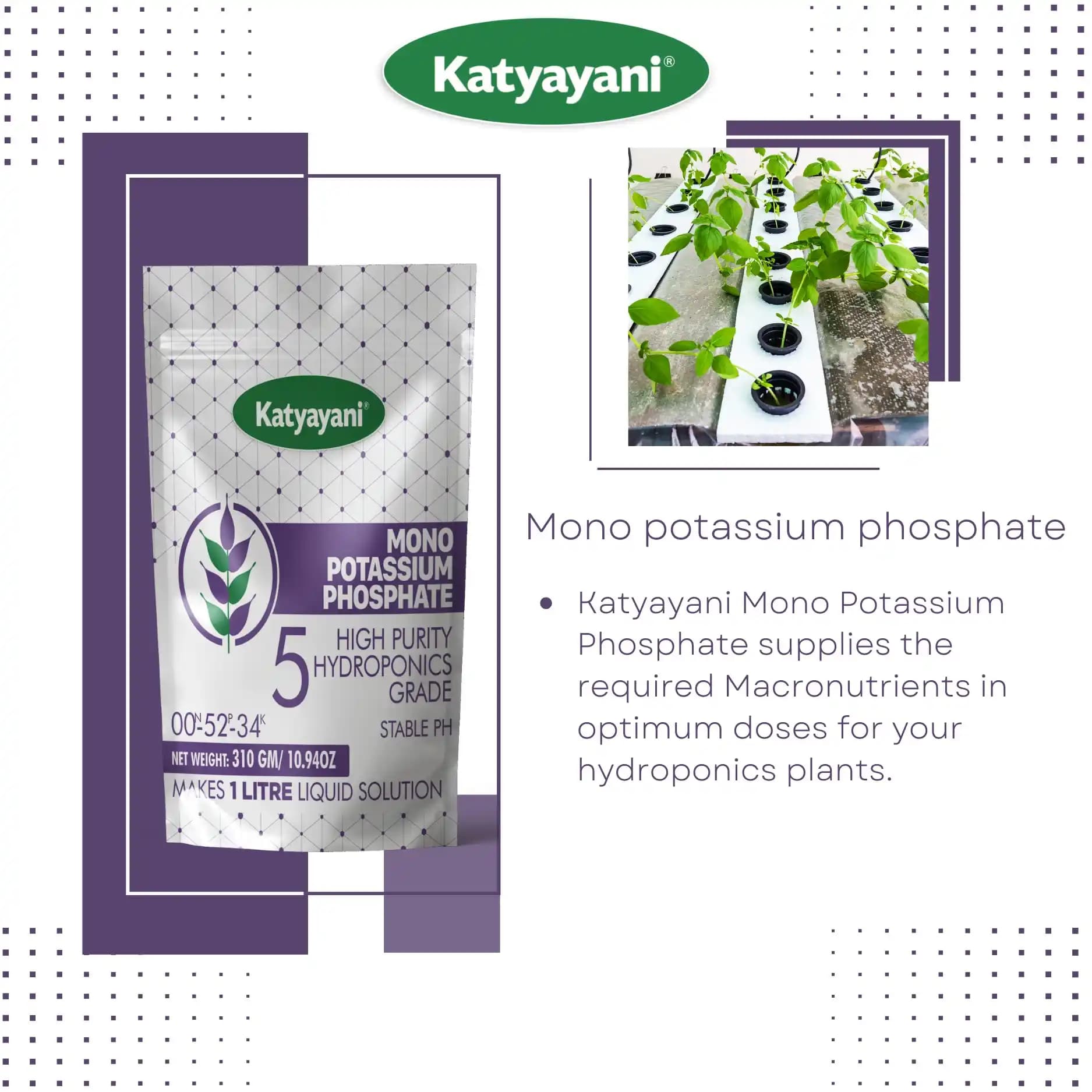Katyayani Mono Potassium Phosphate, High Purity Hydroponics Grade, 100% Water Soluble Fertilizer, Suitable For All Crops. - Image 2