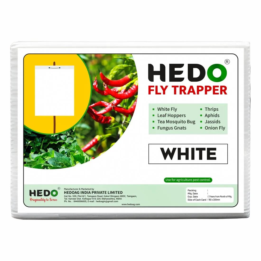 HEDO Eco A5 Size White Sticky Trap For Flower Thrips, Black Thrips & Plant Bugs, Best For Organic Vegetable And Fruits Farming Pest Control