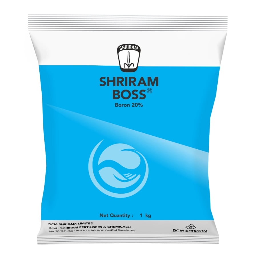 श्रीराम बॉस बोरॉन 20% सूक्ष्म पोषक, बेहतर फूलन और स्वस्थ फसल वृद्धि, 100% पानी में घुलनशील