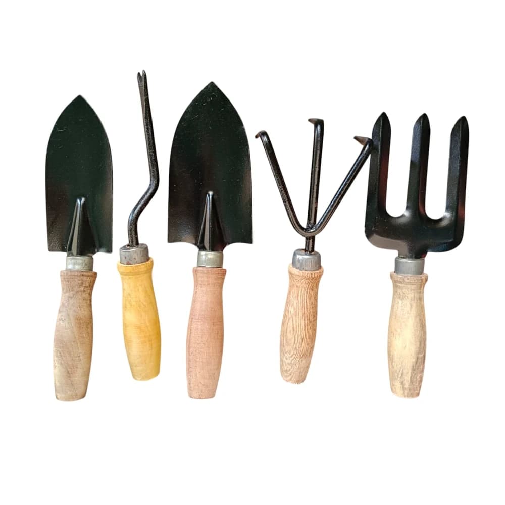 Bharat Agrotech Gardening Tools Combo Pack, Ideal For Digging, Weeding And Planting With Wooden Handle - Image 1
