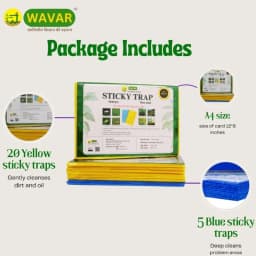 WAVAR A4 Sticky Trap, 12 x 8 Inch, 3mm Thickness, Eco Friendly (Combo Of 20 Yellow + 5 Blue) 5