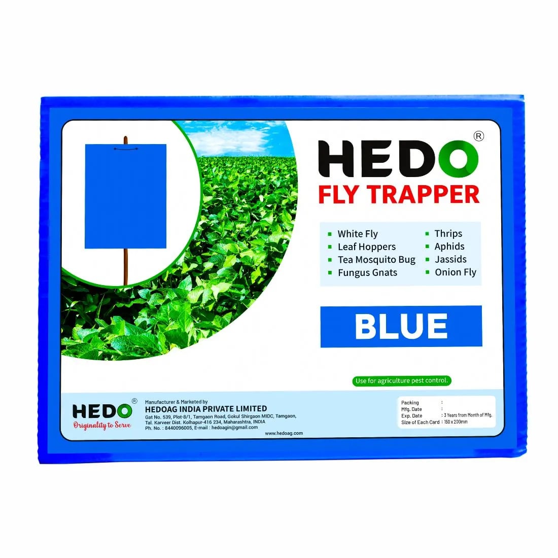 HEDO Eco A5 Size Blue Sticky Trap For Thrips, Aphids, Jassids & All Harmful Flying Insects, Best For Organic Vegetable And Fruits Farming Pest Control