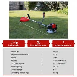 Balwaan BX-52 Brush Cutter, 2 Stroke Side Pack Machine with 52CC Extra Power Torque Engine and 3T Blade 2