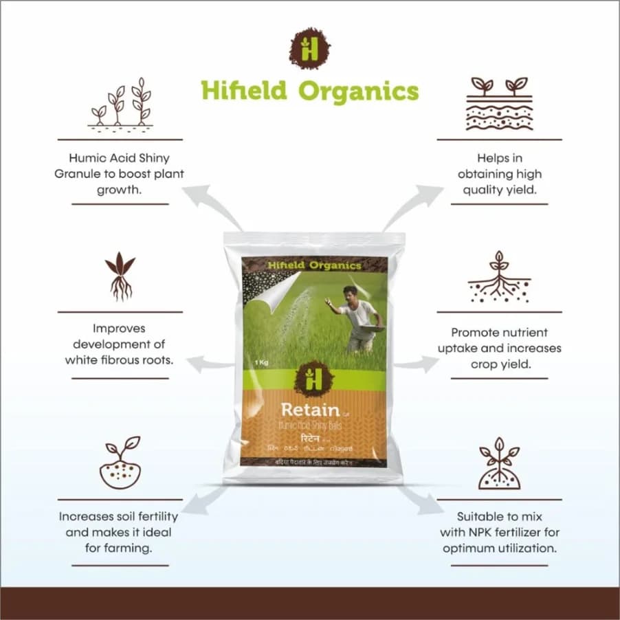 Hifield Retain Humic Acid Granules, Shiny Granules, Soil Conditioner, Root Growth - Image 2