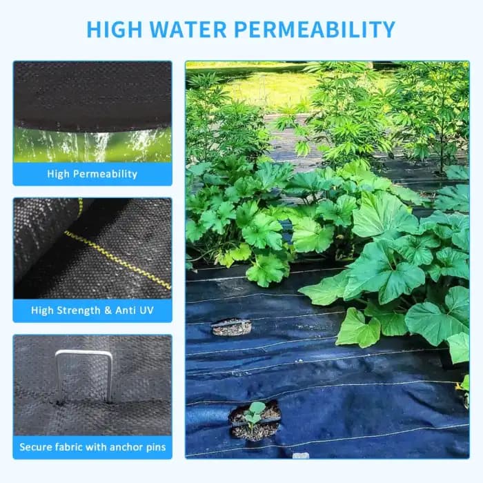Singhal 100 GSM Garden Weed Control Barrier Sheet Mat, Landscape Fabric, Heavy Duty Weed Block Gardening Mat For Gardens (Black) - Image 8