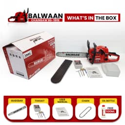 Balwaan BS-180E ECO Chainsaw, 58cc Engine, 2 Stroke Petrol Operated, 6 Months Warranty 3