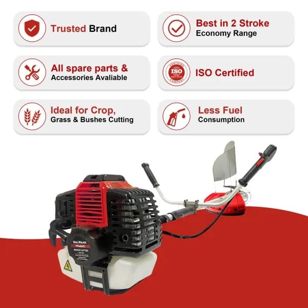 Balwaan BX-52 Brush Cutter, 2 Stroke Side Pack Machine with 52CC Extra Power Torque Engine and 3T Blade - Image 3
