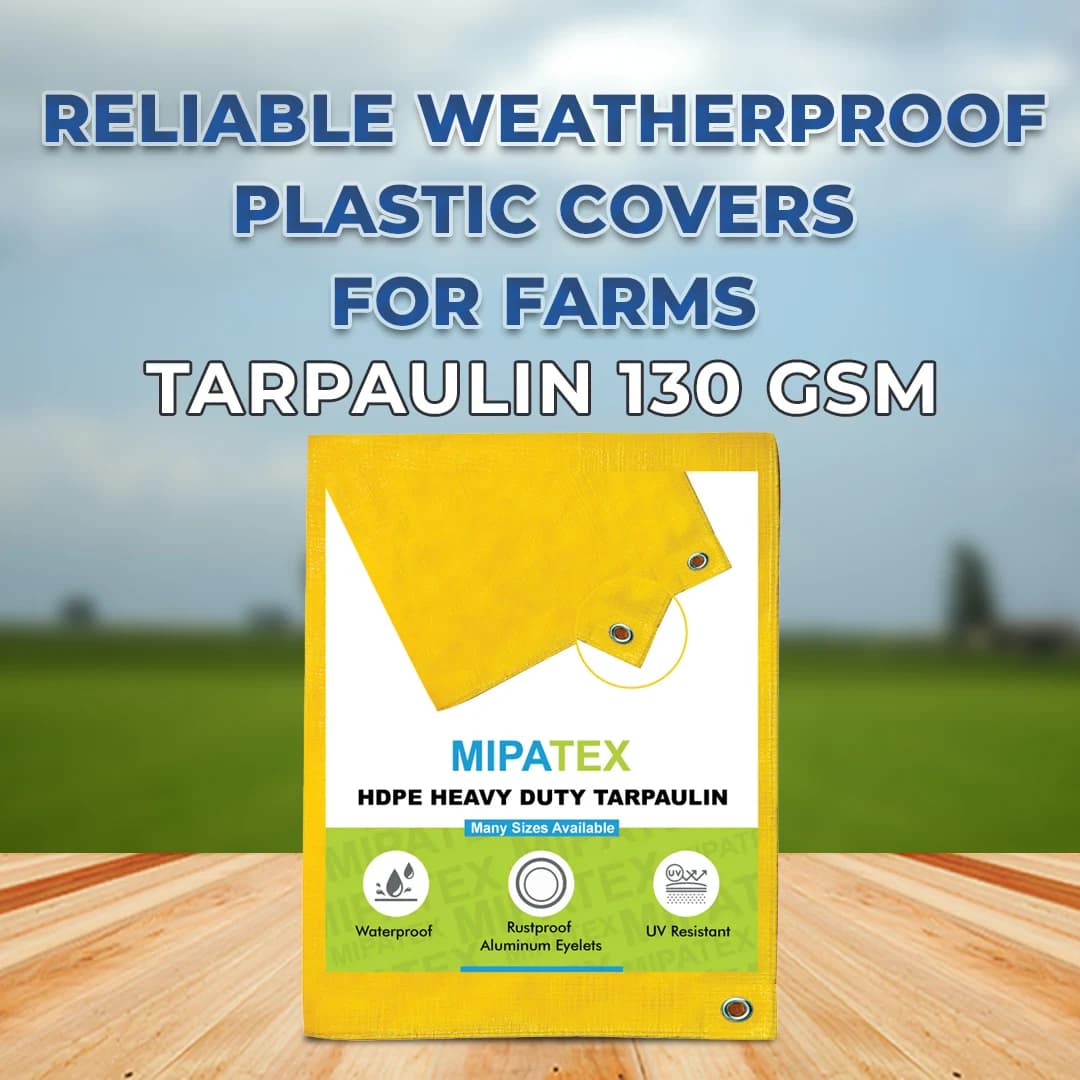 Mipatex Tarpaulin 130 GSM Waterproof Heavy Duty, Poly Tarp, Multipurpose (Yellow) - Image 2