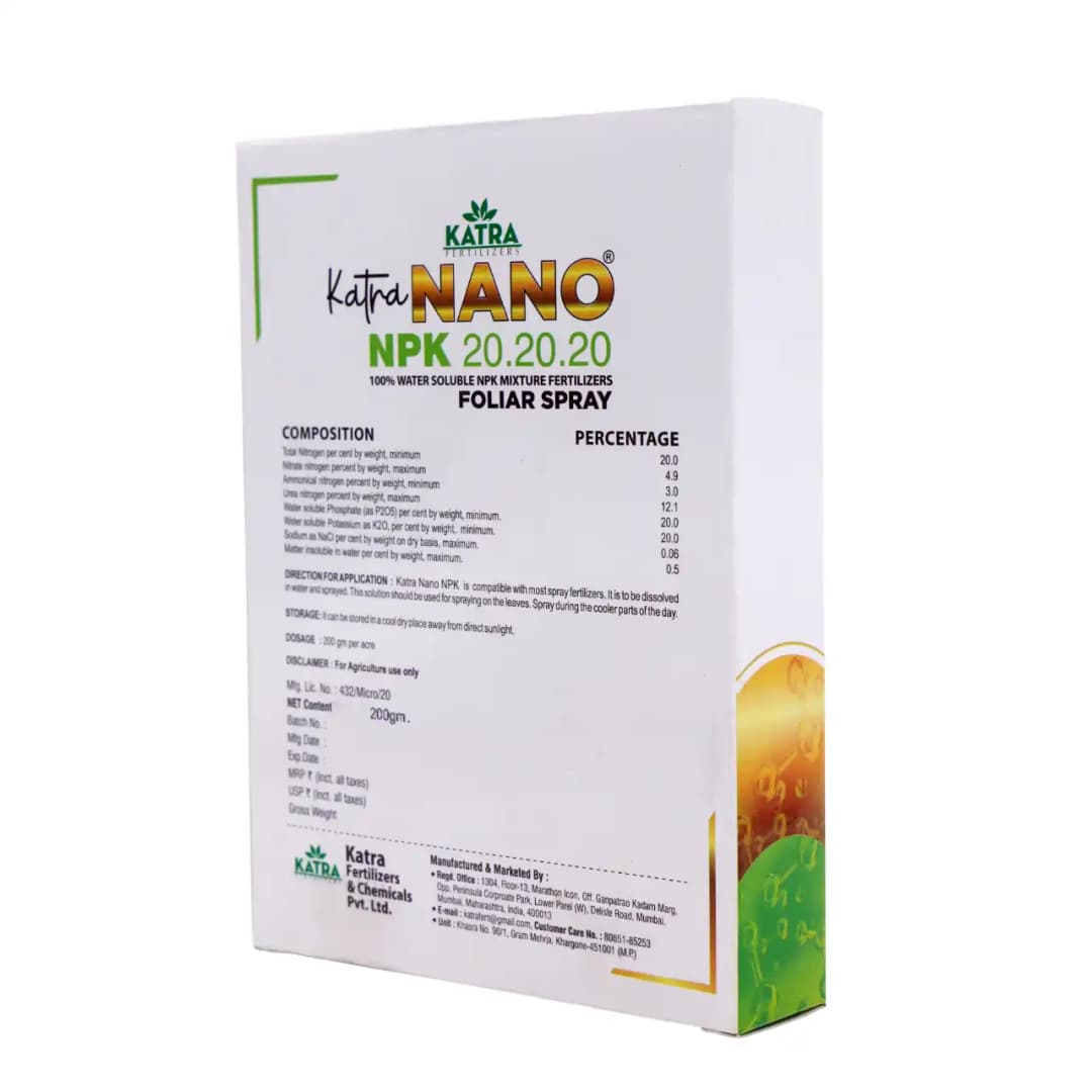 Katra Nano Npk 20:20:20 Balance Grade, Water Soluble Based Complex Fertilizer for All Crops - Image 2