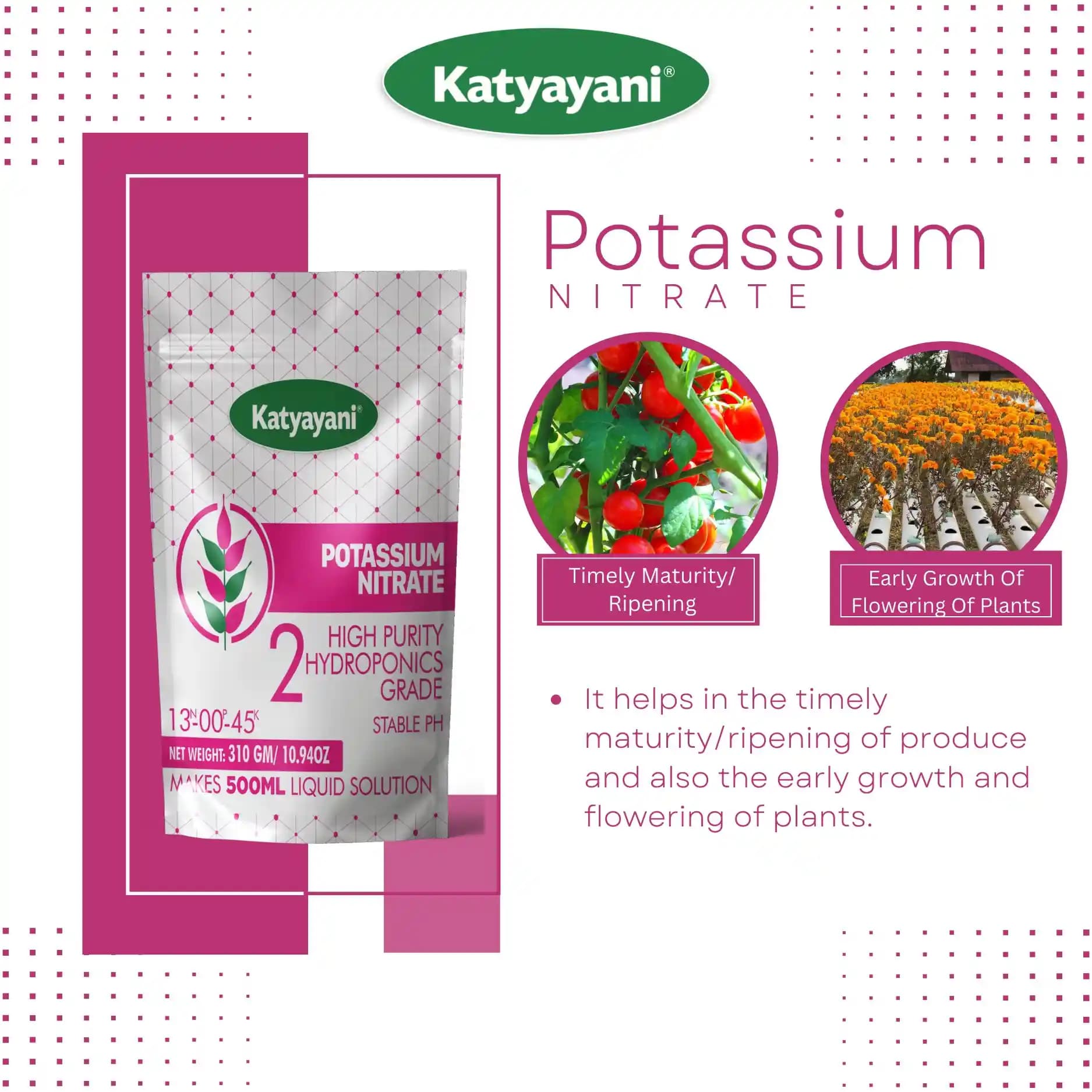 Katyayani Potassium Nitrate, 100% Water Soluble Fertilizer, Hydroponics Fertilizer, Suitable For All Crops. - Image 3