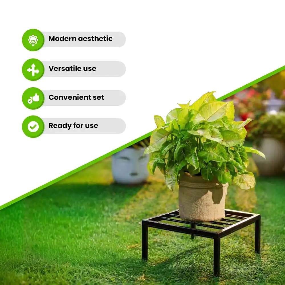 IFFCO Urban Garden Square Stand Set, Heavy Duty Square Metal Planter Stand For Indoor And Outdoor Plants - Image 6