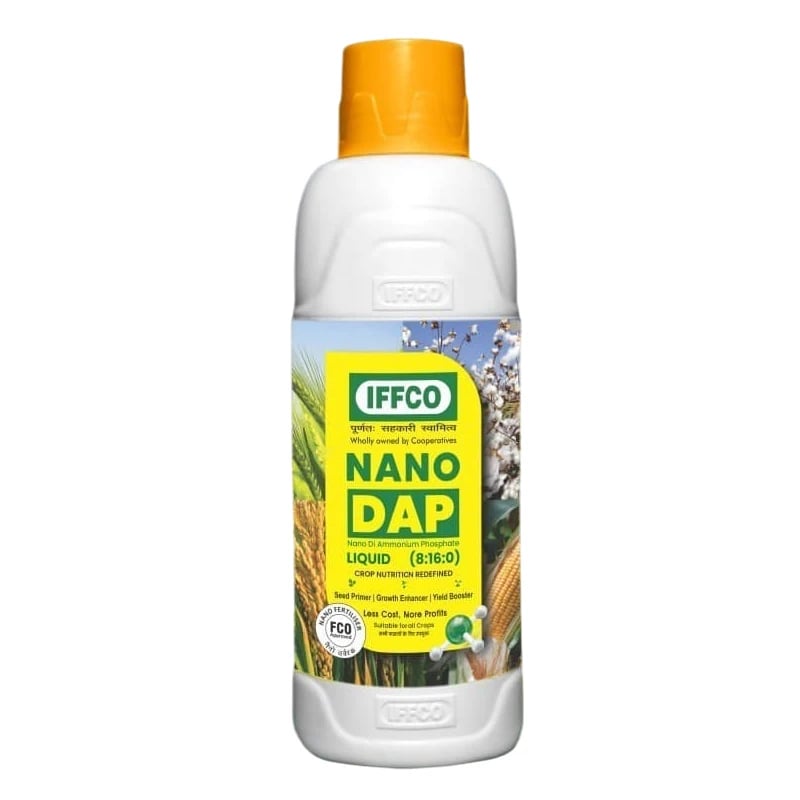 इफको नैनो डीएपी उर्वरक, कृषि फसलों और पौधों के लिए, पर्यावरण के अनुकूल, नैनो तकनीक।